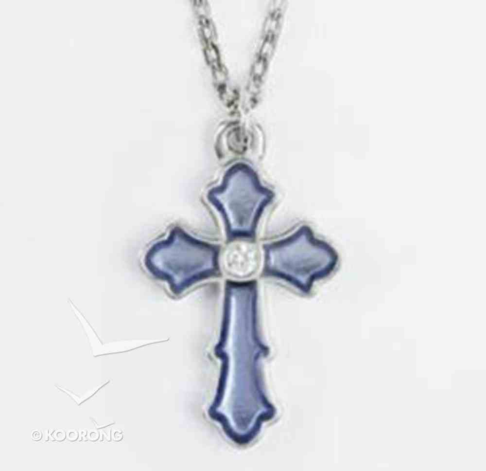Pendant: Cross Light Blue Cubic Zirconias (Lead-free Pewter) Jewellery