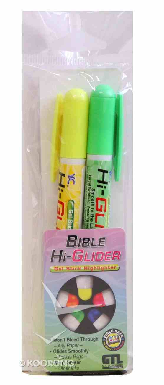 Bible Hi Glider Gel Stick Set: 1 Yellow 1 Green Gel Stick, Will Not Bleed Through Stationery