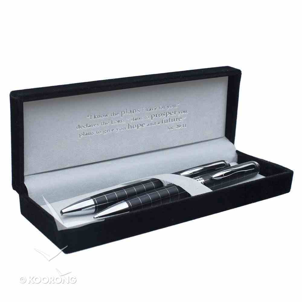 Classic Pen & Pencil Set With Cross Stamped on Clip, Jer 29: 11 Stationery