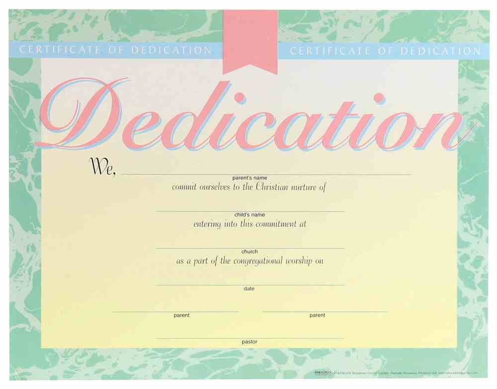 Certificate Baby Dedication Koorong