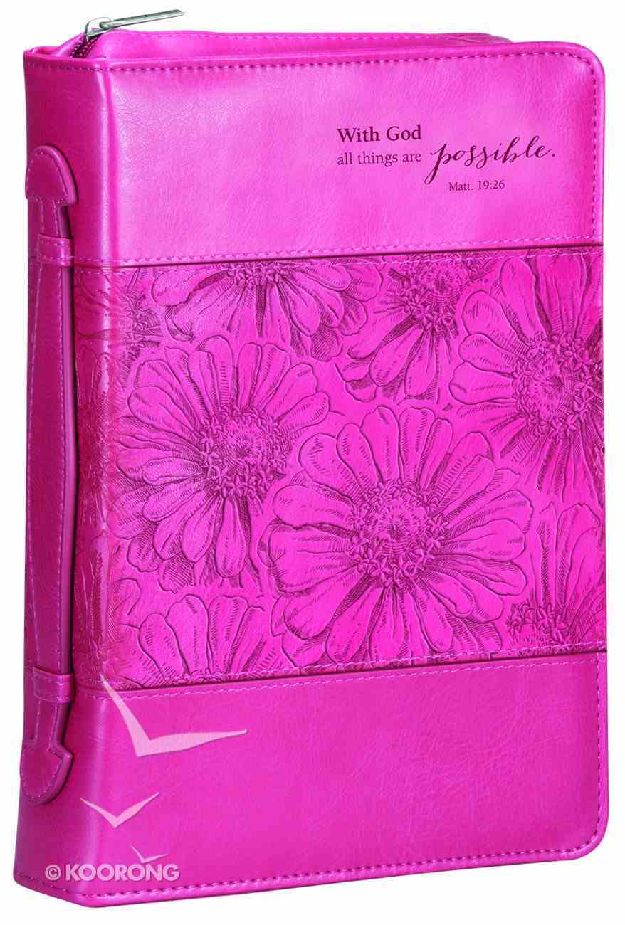 Bible Cover With God All Things Are Possible Pink (Large) Bible Cover