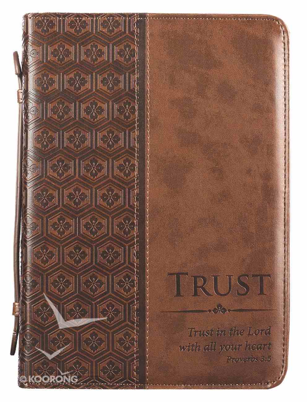 Bible Cover Classic Large: Trust Prov 3:5, Brown Luxleather Bible Cover