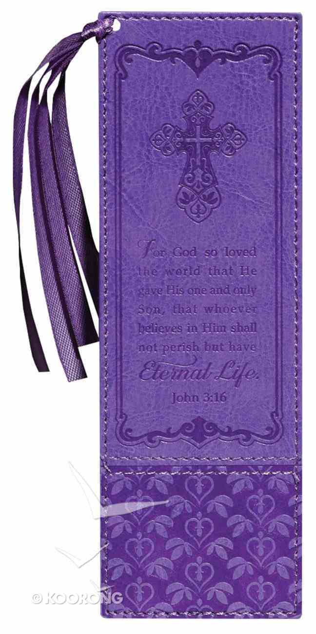 Bookmark With Tassel: John 3:16, Purple Imitation Leather