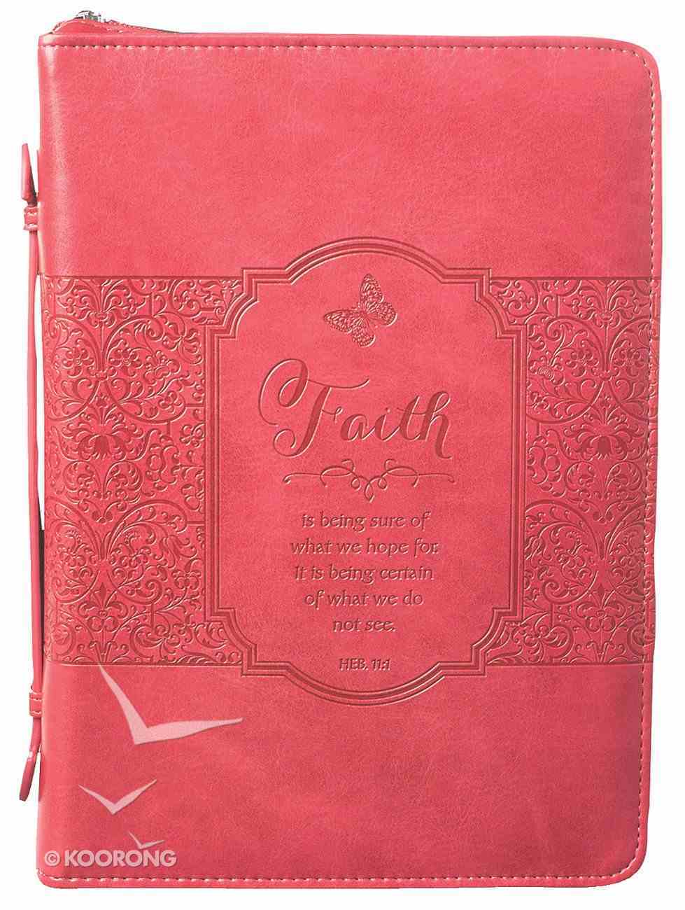 Bible Cover Faith Hebrews 11: 1 Pink Large Fashion Debossed Luxleather Bible Cover