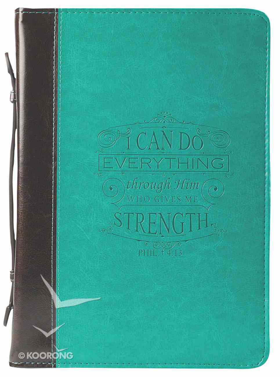Bible Cover I Can Do All Things Phil. 4: 13 Turquoise Large Fashion Debossed Luxleather Bible Cover