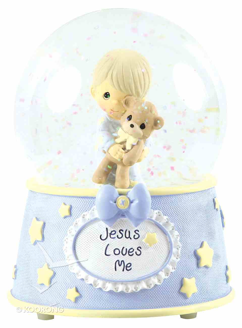 Precious Moments Figurine: Baby Boy With Teddy, Jesus Loves Me Musical Water Globe Homeware