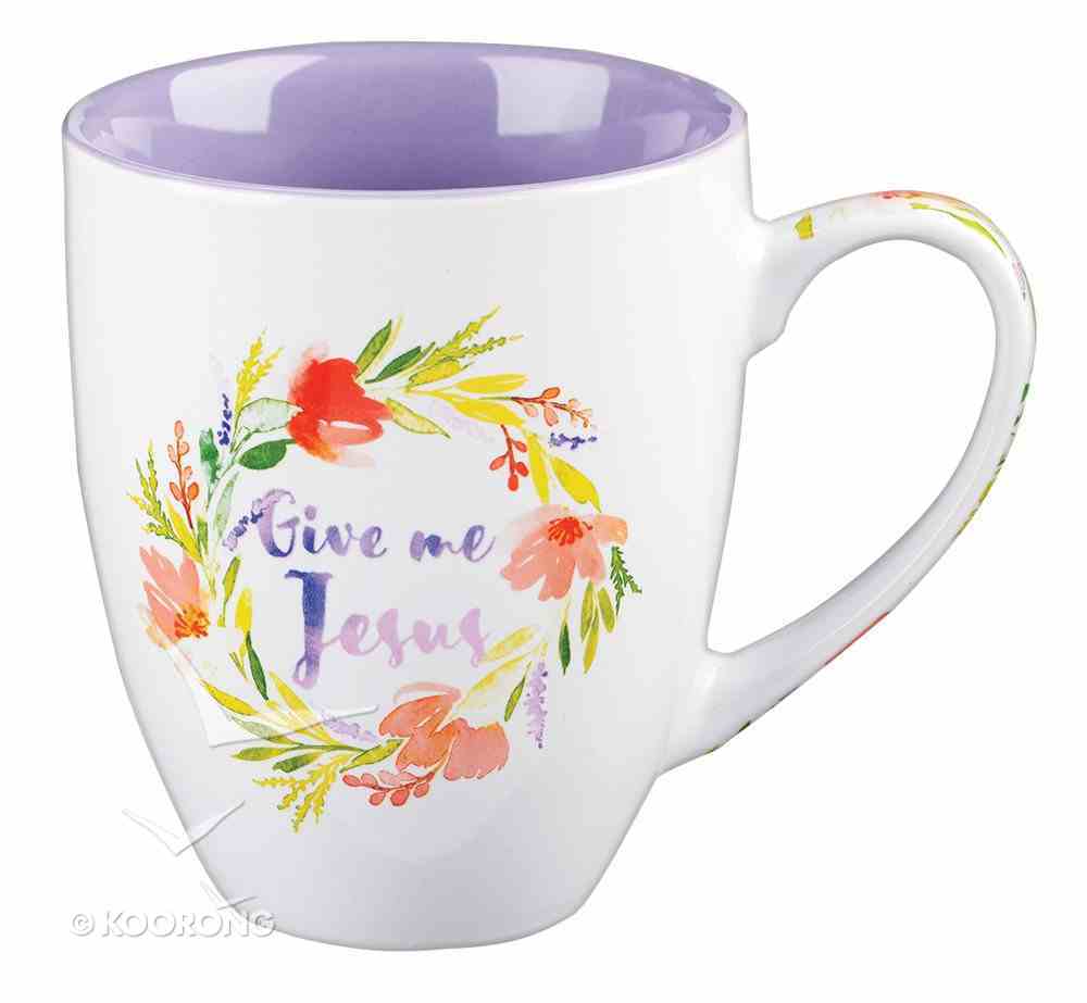 Ceramic Mug: Give Me Jesus (Colored Wreath) Purple/White (444ml) Homeware