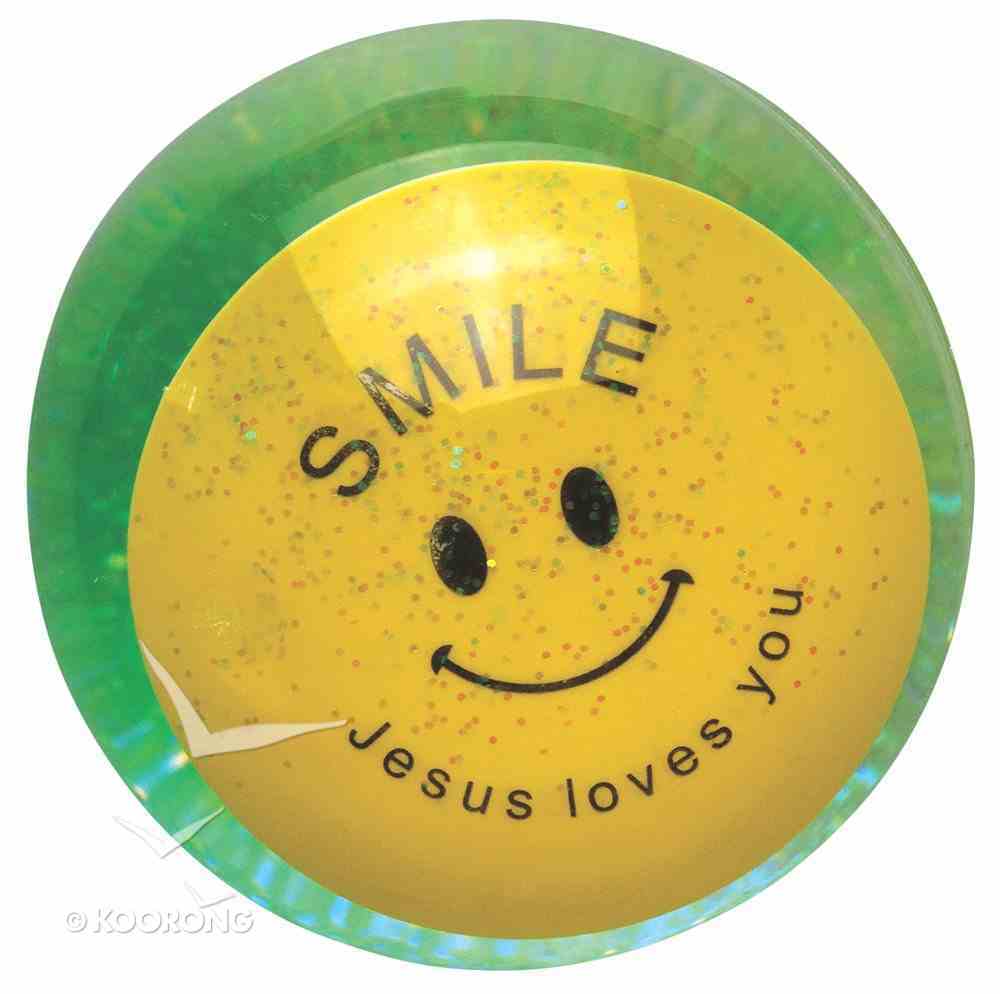 Water Ball Bouncy Ball With Green Glitter: Jesus Loves You, 6.5cm Novelty