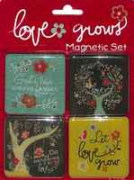Magnetic Set of 4 Magnets: Love Grows Novelty - Thumbnail 0