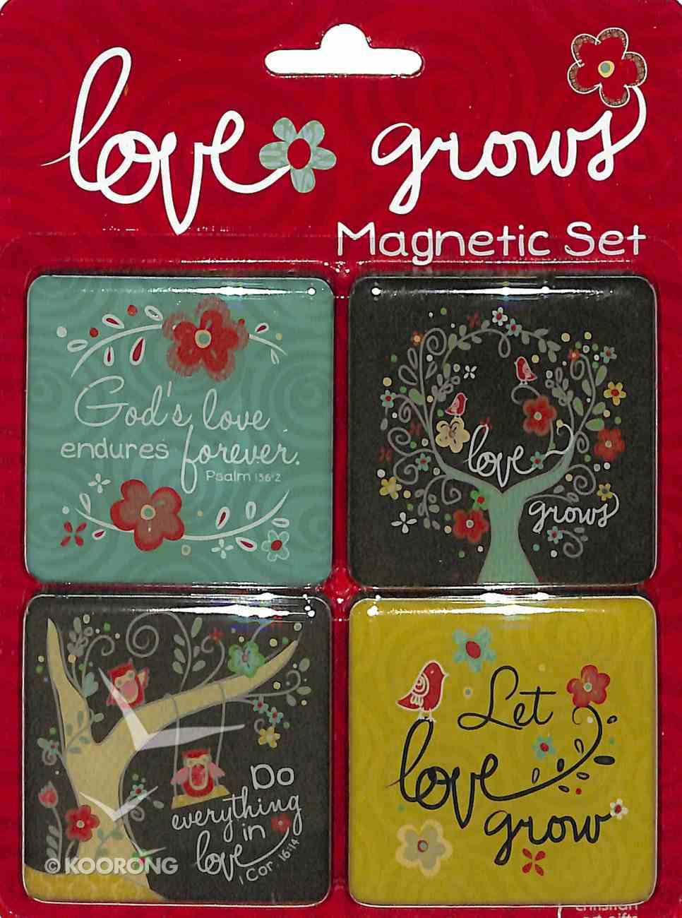 Magnetic Set of 4 Magnets: Love Grows Novelty