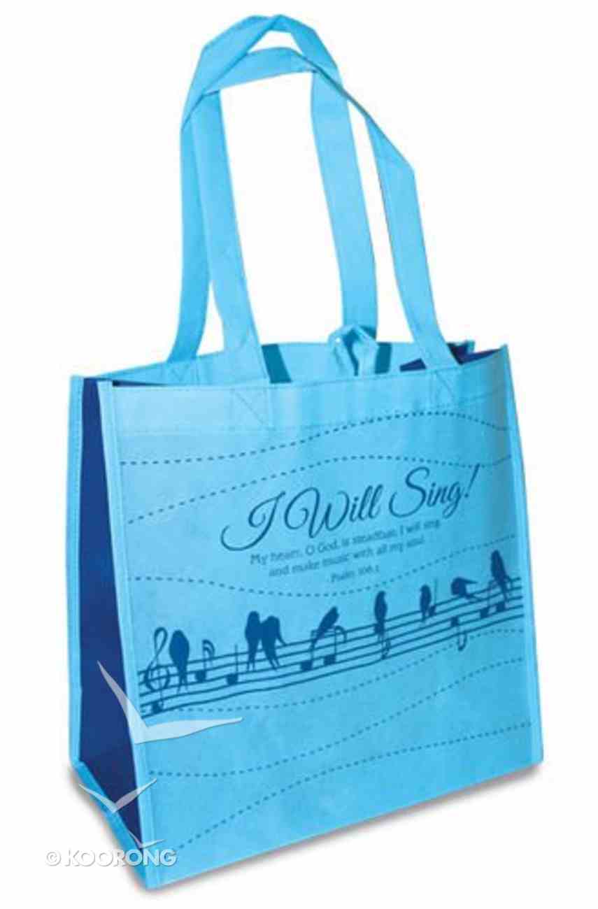 Eco Totes: I Will Sing! Sky Blue With Navy Sides (Psalm 108:1) Soft Goods