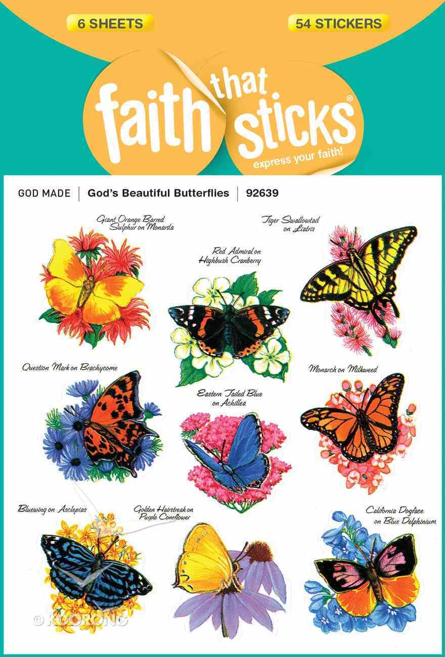 God's Beautiful Butterflies (6 Sheets, 54 Stickers) (Stickers Faith That Sticks Series) Stickers