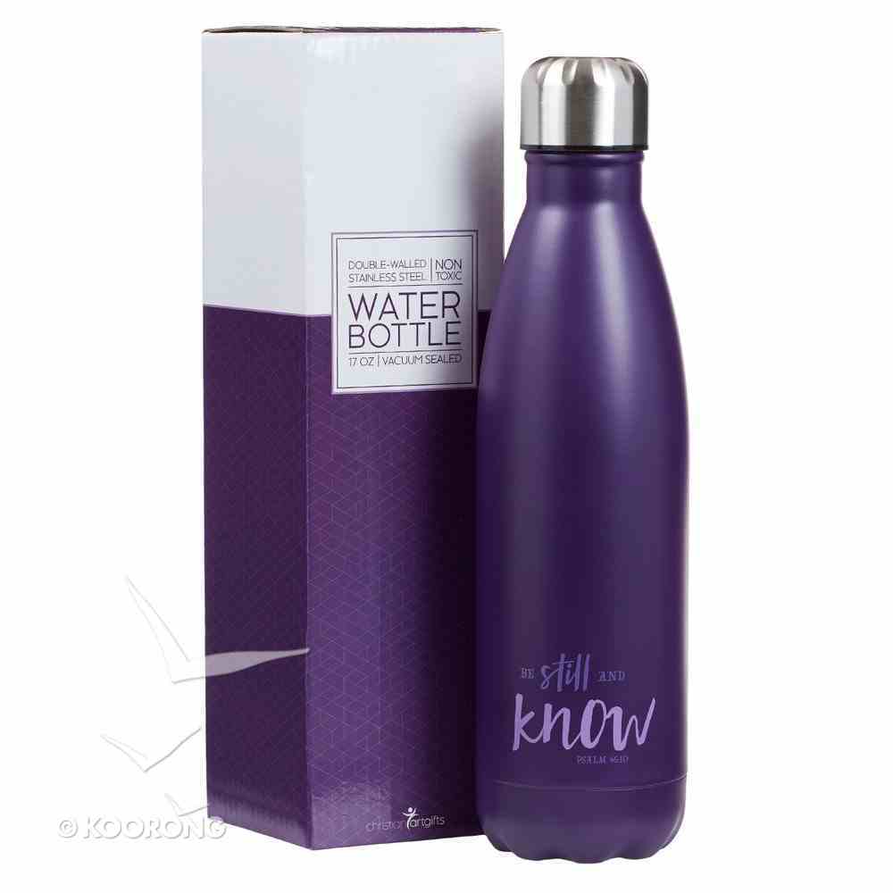 Water Bottle 500ml Stainless Steel: Purple - Be Still (Vacuum Sealed) Homeware
