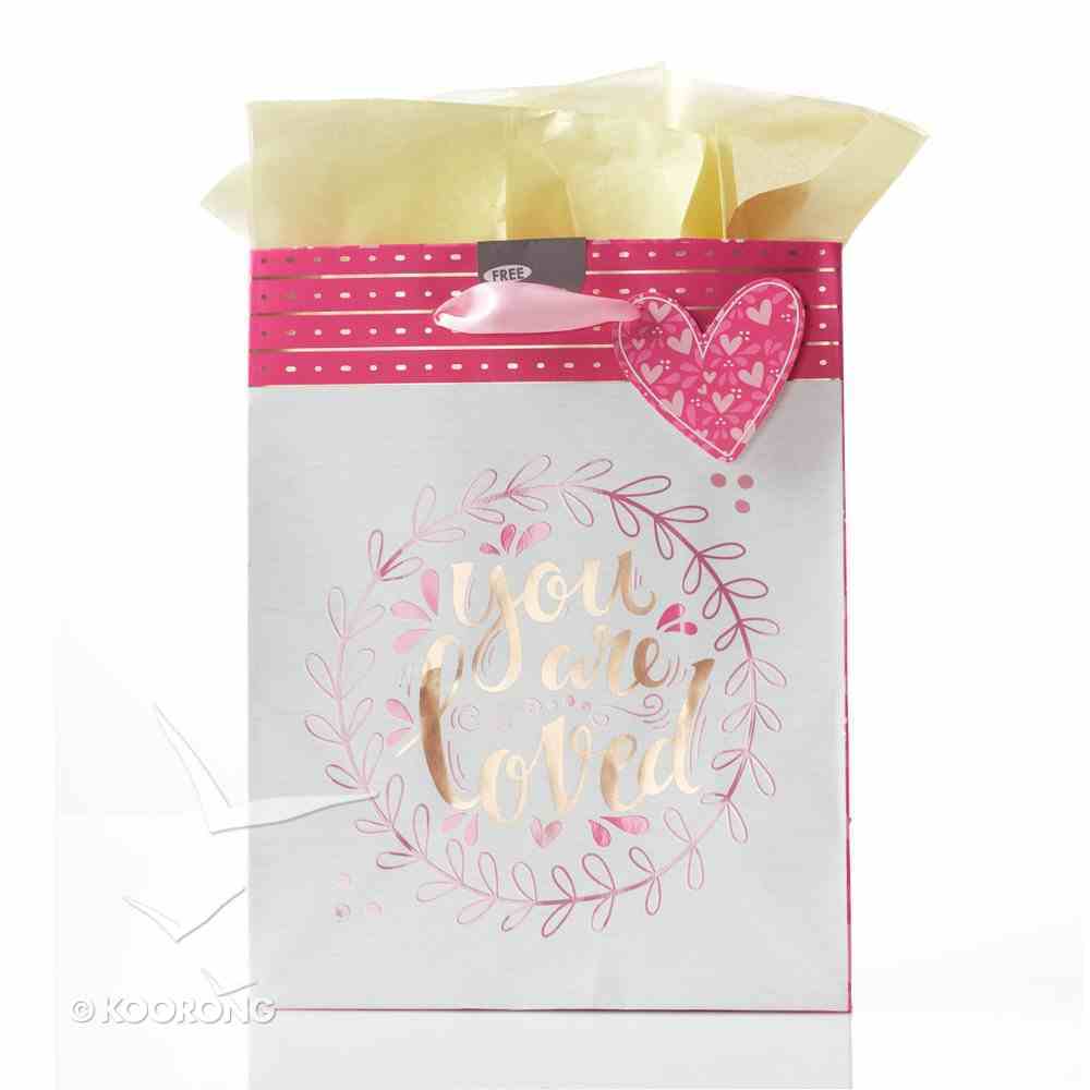 Gift Bag Medium: You Are Loved, Incl Tissue Paper, Satin Ribbon Handles & Gift Tag Stationery
