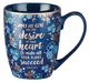 Ceramic Mug: May He Give You the Desire of Your Heart (Psalm 20:4) Navy/Floral (355ml) Homeware - Thumbnail 0