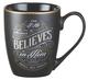 Ceramic Mug: Whoever Believes in Him (Black/White/Gold) (355ml) Homeware - Thumbnail 0