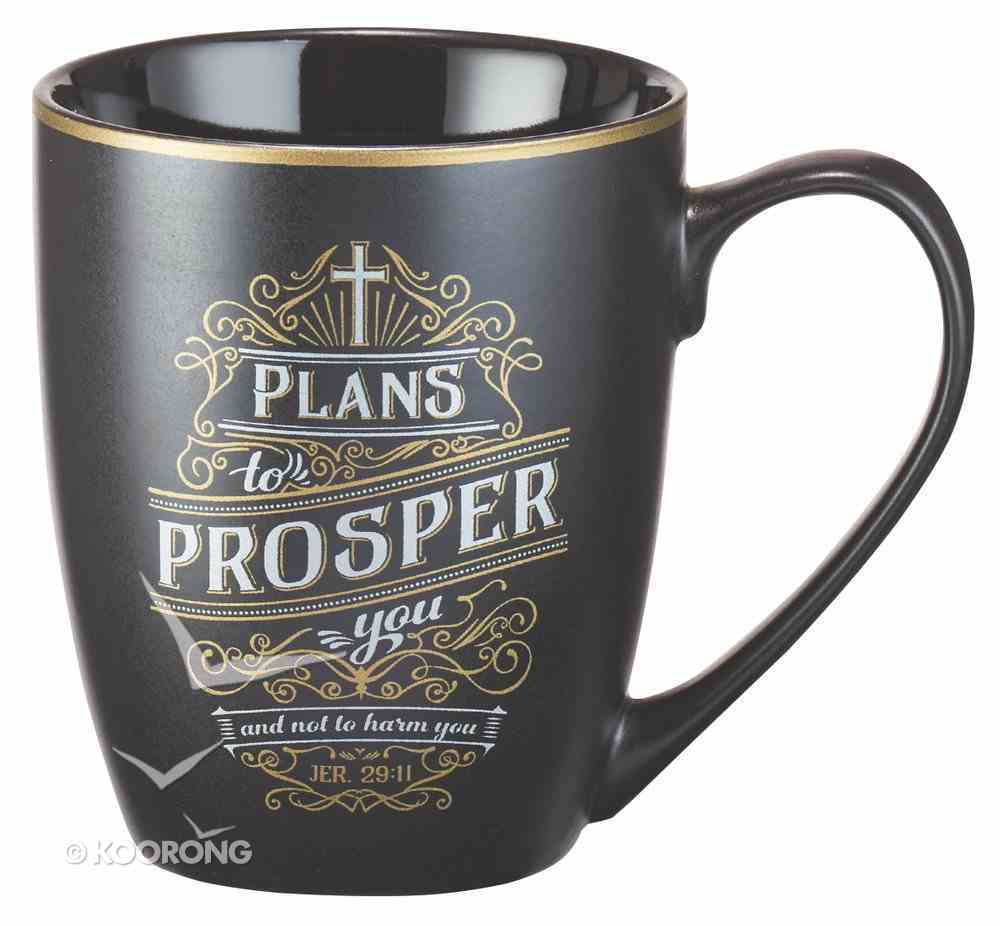 Ceramic Mug: Plans to Prosper (Black/White/Gold) (355ml) Homeware