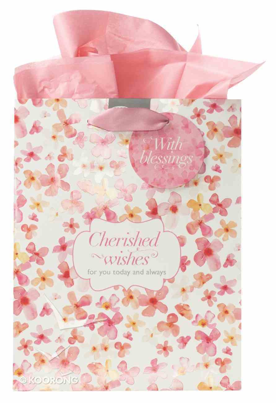 Gift Bag Medium Sing For Joy: Cherished Wishes (Pale Pink/orange/floral) Stationery