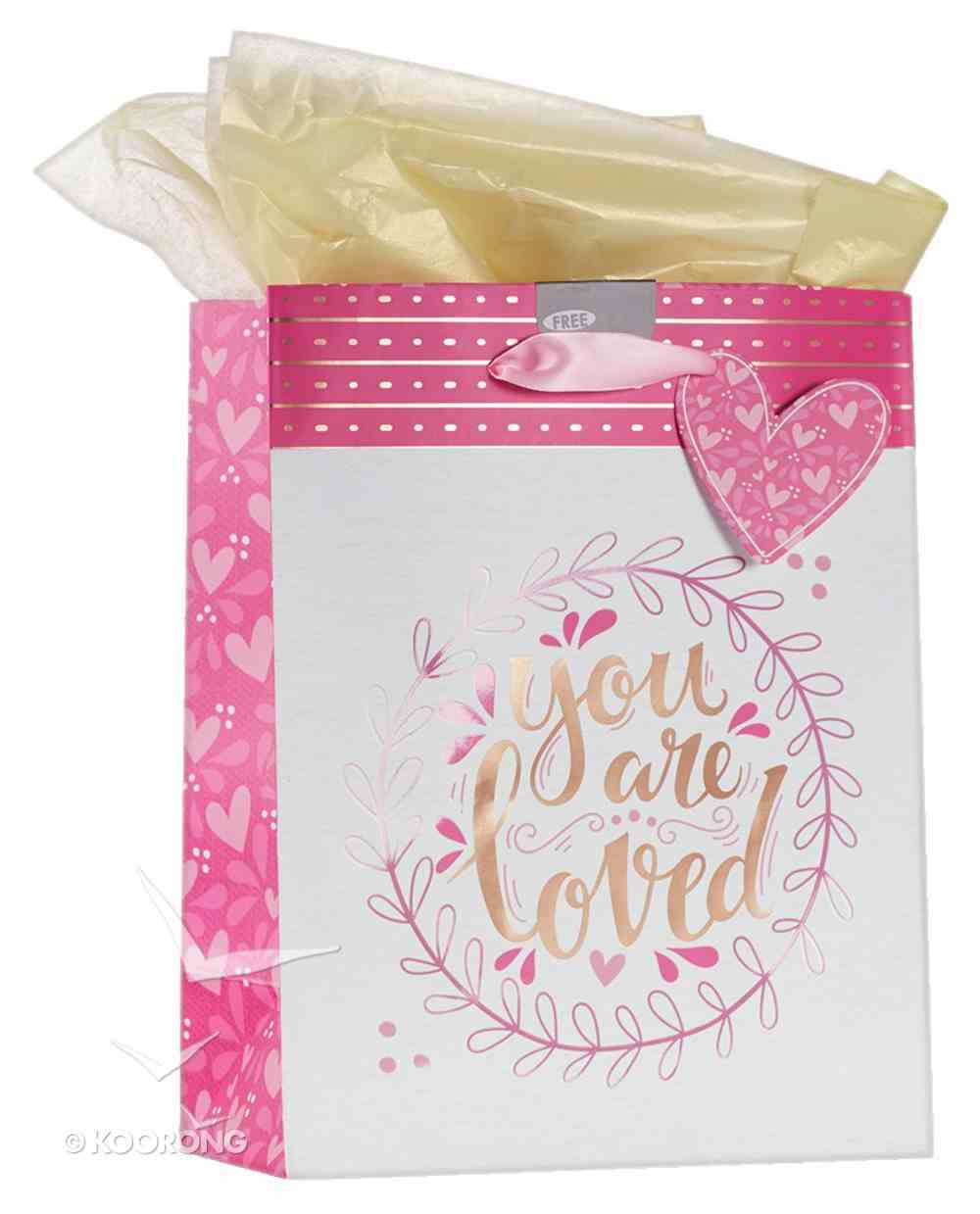 Gift Bag Medium: You Are Loved, Incl Tissue Paper, Satin Ribbon Handles & Gift Tag Stationery