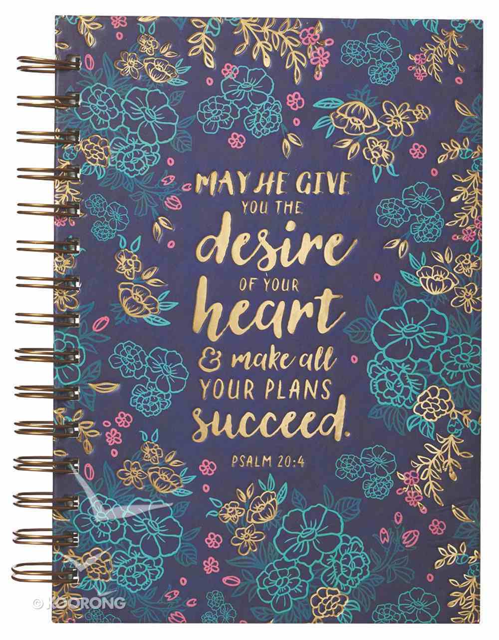 Journal: May He Give You the Desire of Your Heart Navy/Floral (Psalm 20:4) Spiral