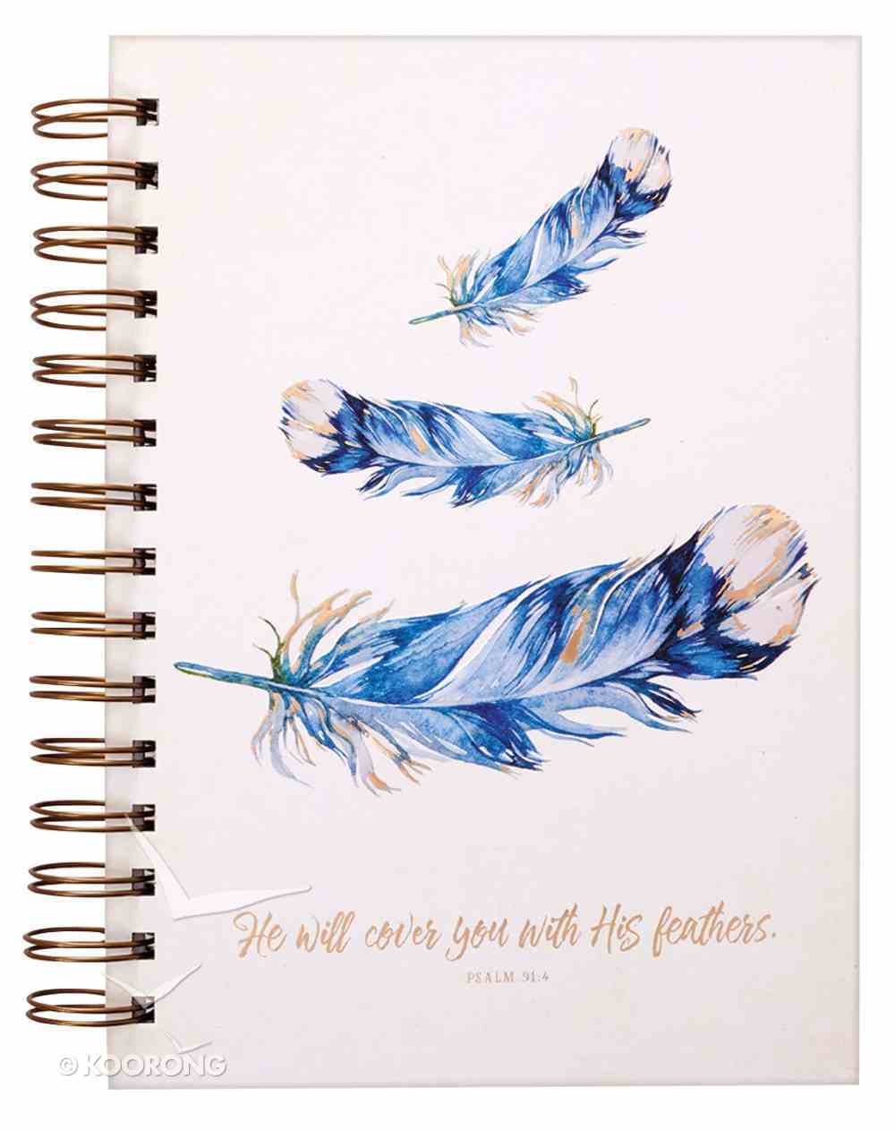 Journal: He Will Cover You With His Feathers, Blue Feathers Spiral