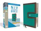 NIV Thinline Bible Compact Blue/Brown (Red Letter Edition) Premium Imitation Leather - Thumbnail 1