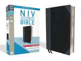 NIV Thinline Bible Large Print Black/Gray (Red Letter Edition) Premium Imitation Leather - Thumbnail 1