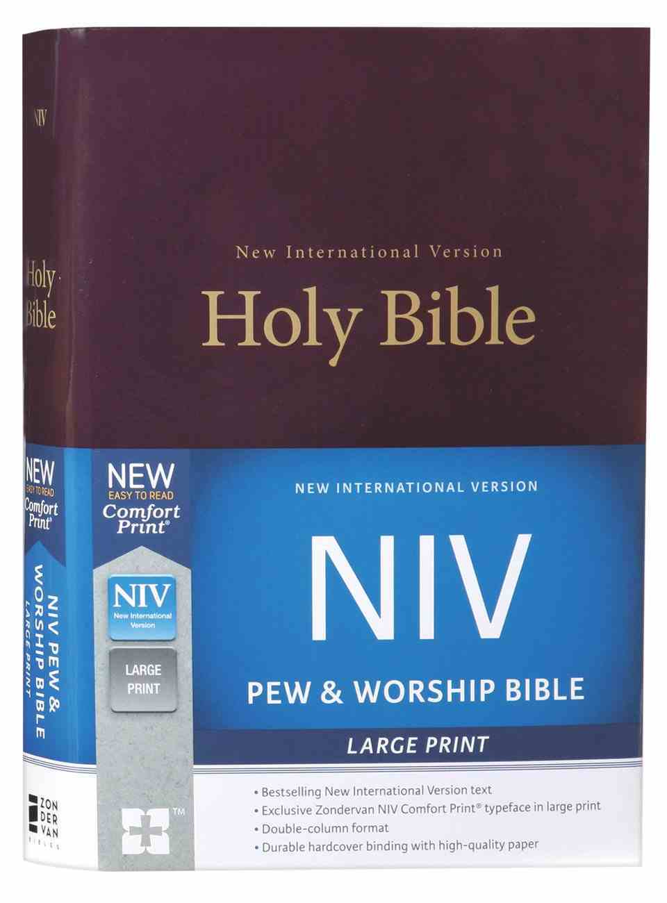 NIV Pew and Worship Bible Large Print Burgundy (Black Letter Edition) Hardback