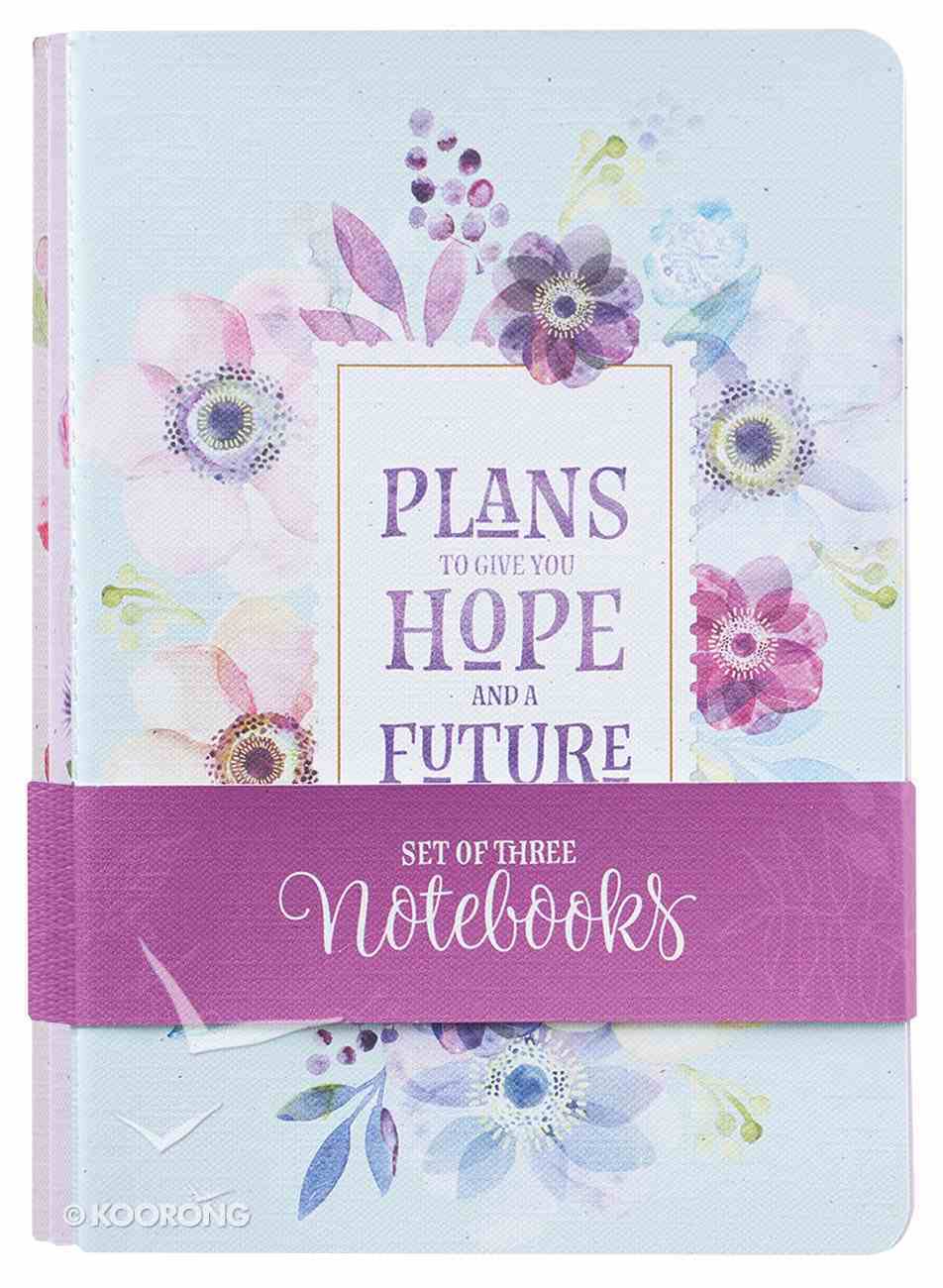 Notebook: Floral Pink/Purple/Blue With Verses (Set Of 3) Paperback