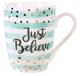 Ceramic Sparkle Mug: Just Believe Turquoise/Stripes (325ml) Homeware - Thumbnail 0