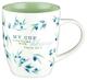 Ceramic Mug: My Cup Overflows With Blessings, White/Blue Olive Branches (384ml) Homeware - Thumbnail 0