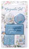 Magnetic Set of 5 Magnets: Grace Upon Grace, Blue/Floral Novelty - Thumbnail 0