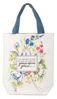 Canvas Floral Tote Bag: Grace Upon Grace, Brown Handles Soft Goods - Thumbnail 0