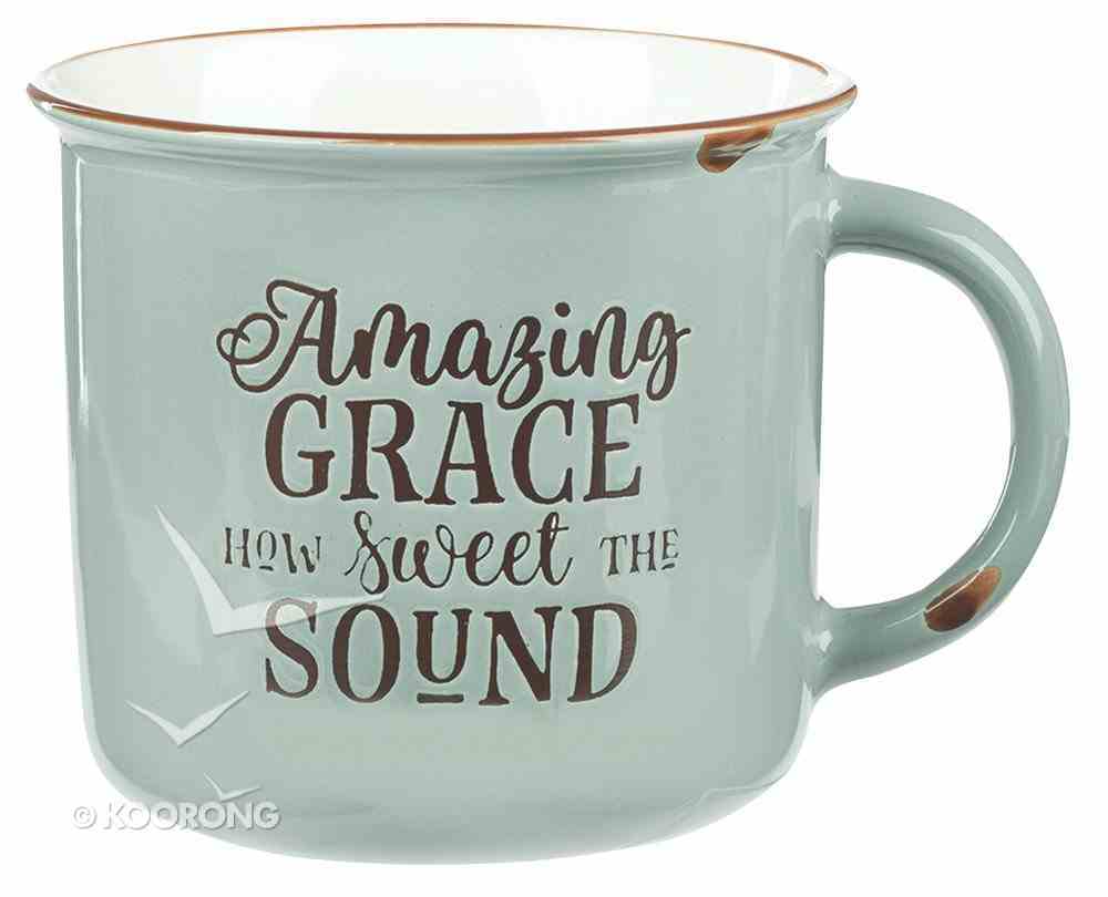 Camp Style Ceramic Mug: Amazing Grace How Sweet the Sound, Green/White Homeware