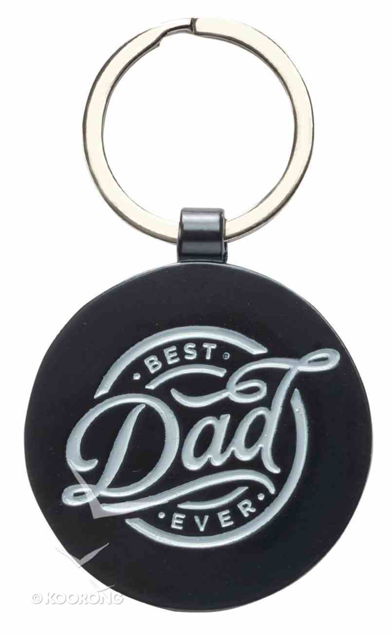 Metal Keyring in Tin: Best Dad Ever, Red Diamond Pattern Novelty