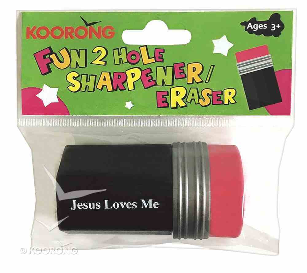2 Hole Pencil Sharpener With Eraser, Jesus Loves Me Novelty