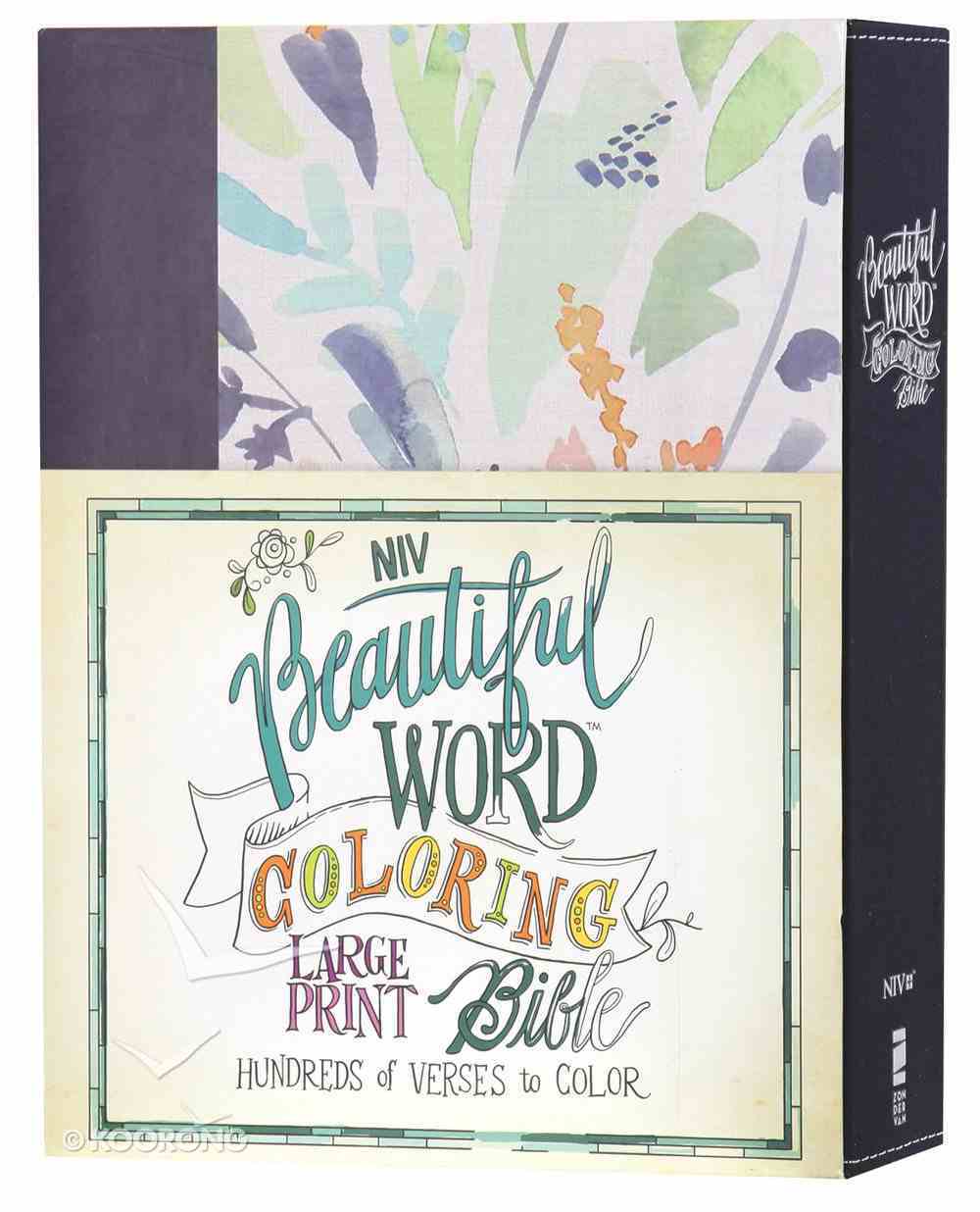 NIV Beautiful Word Coloring Bible Large Print Navy Floral (Black Letter Edition) Hardback