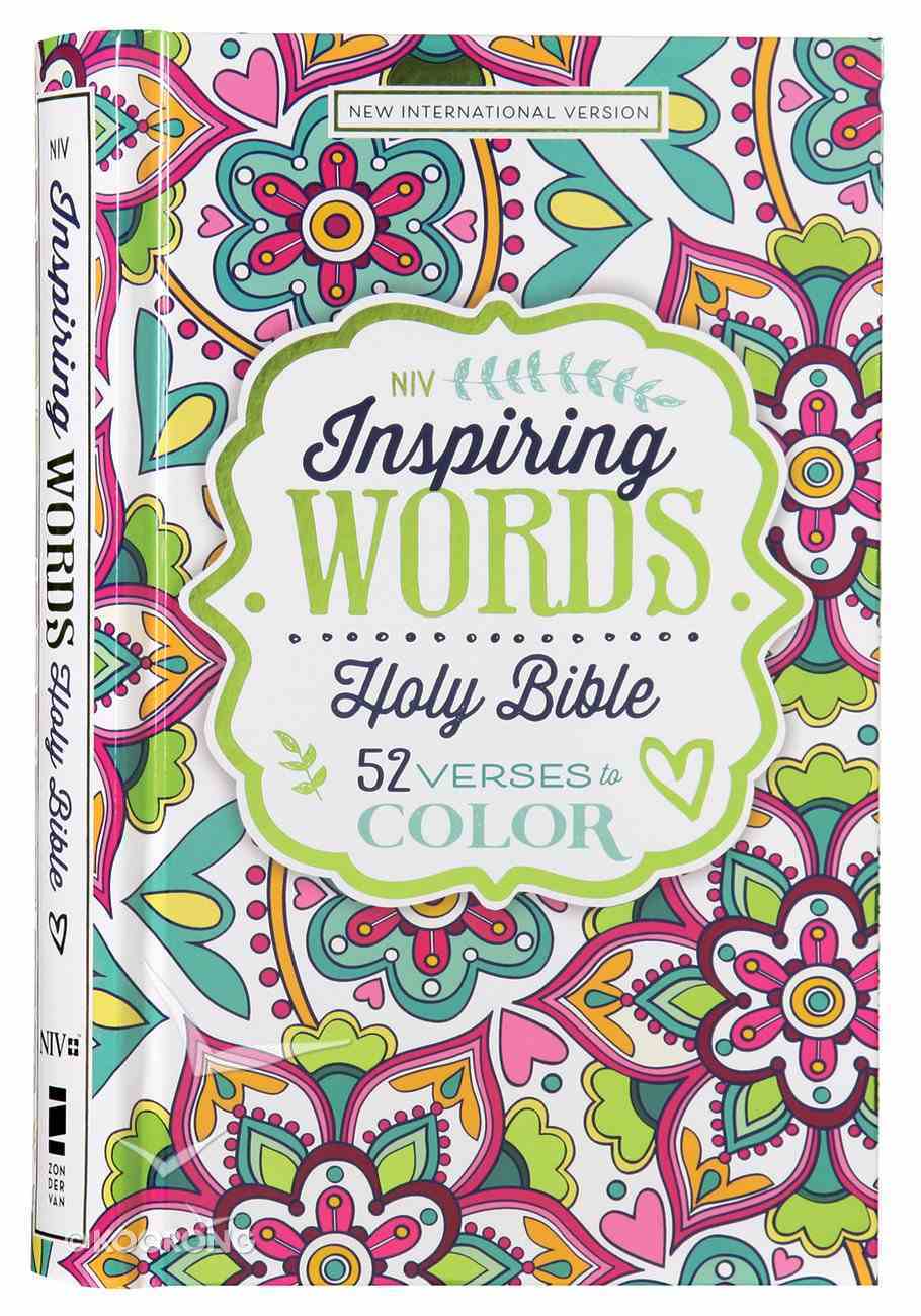 NIV Inspiring Words Bible: 52 Verses to Color (Black Letter Edition) Hardback