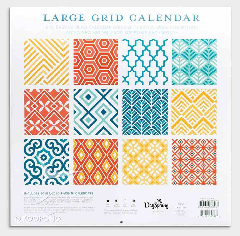 2019 Wall Calendar: Large Grid Patterns Calendar