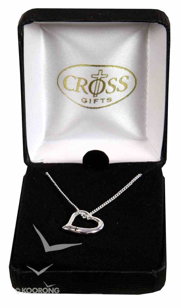 Necklace: Silver Plated Heart With Cross 45Cm Silver Plated Chain Jewellery