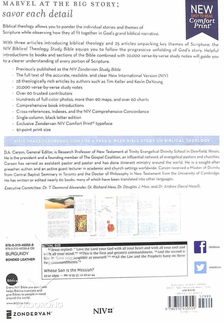NIV Biblical Theology Study Bible Burgundy (Black Letter Edition) Bonded Leather