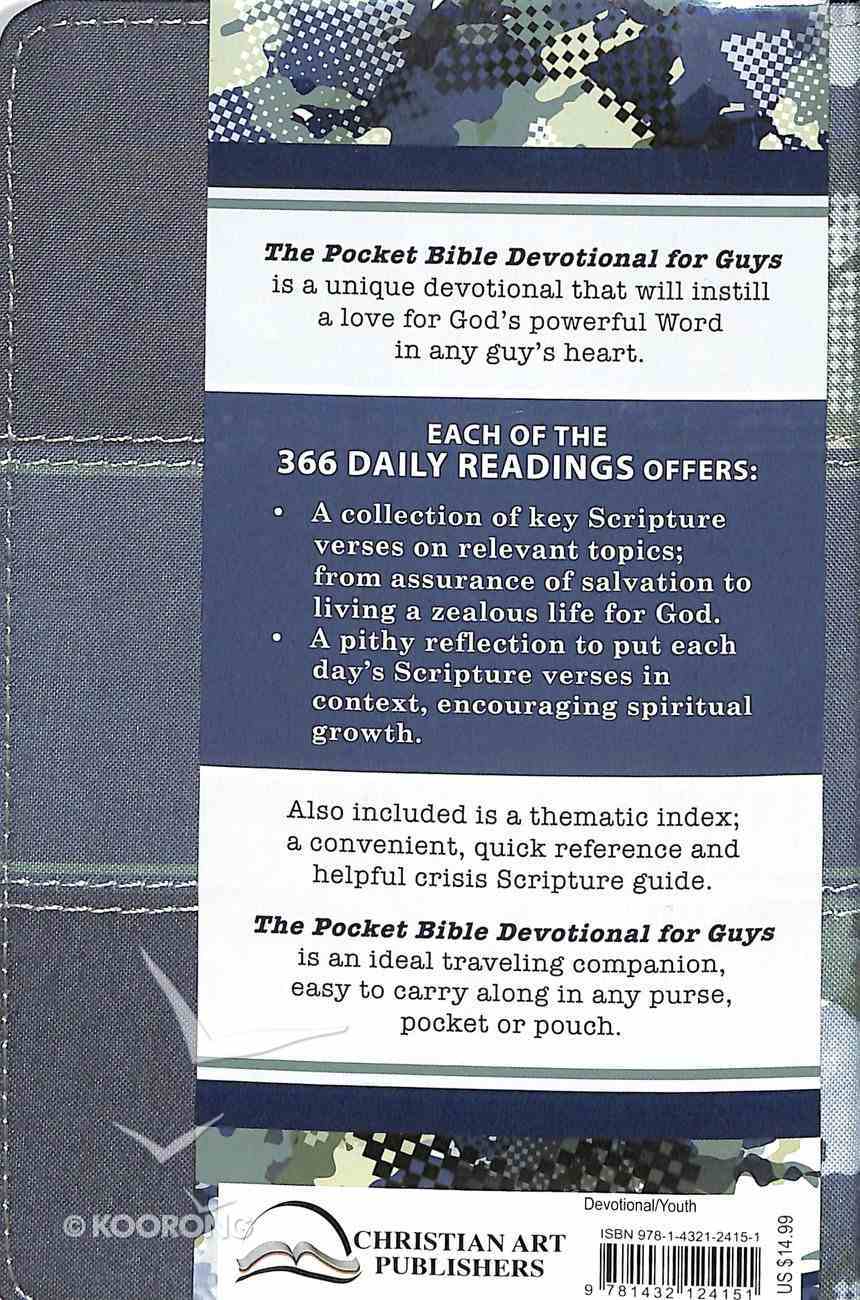 Pocket Bible Devotional For Guys: 366 Daily Readings Camouflage Blue and Green Imitation Leather