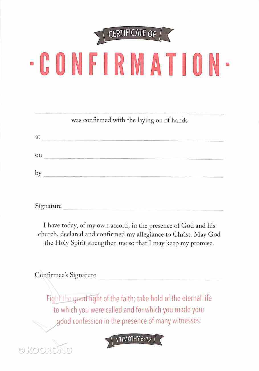 Certificate: Confirmation 1 Timothy 6:12 Stationery