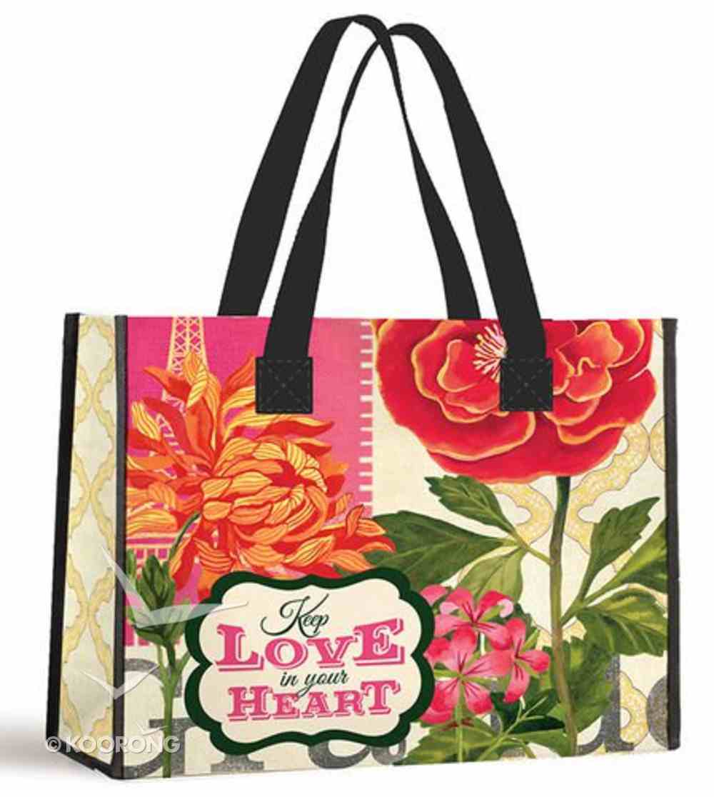 Tote Bag: Keep Love in Your Heart (Red/red Gerbera With Black Handles) Soft Goods