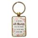 Metal Keyring in Tin: He Works All Things....Peach/Floral (Romans 8:28) Novelty - Thumbnail 0