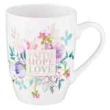 Ceramic Mug: Faith, Hope, Love, Floral Bouquet/Foiled Homeware - Thumbnail 0