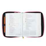 Bible Cover Fashion Medium: Blessed, Pink/White, Carry Handle Bible Cover - Thumbnail 4