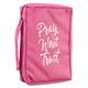 Bible Cover Poly Canvas Medium: Pray, Wait, Trust, Dark Pink, Carry Handle Bible Cover - Thumbnail 3