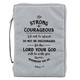Bible Cover Poly Canvas Large: Be Strong & Courageous, Dirty Gray, Carry Handle Bible Cover - Thumbnail 0