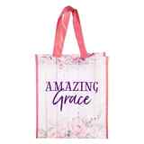Non-Woven Tote Bag: Amazing Grace, White/Pink Floral Soft Goods - Thumbnail 0